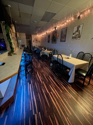 Dining room at Okey Tropical Cafe, an African restaurant in Savannah